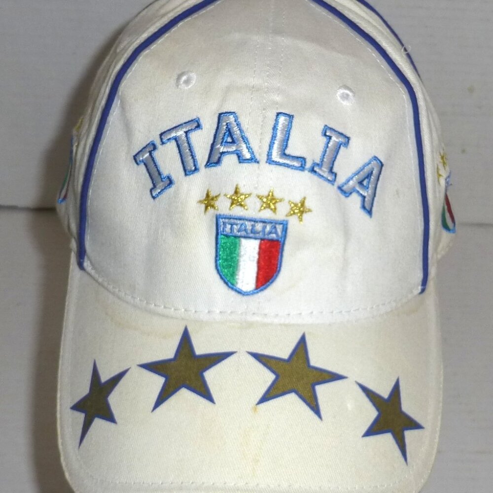 Italy Italia Hook & Loop Adjustable Hat 100% Cotton HAS STAINS PLEASE READ